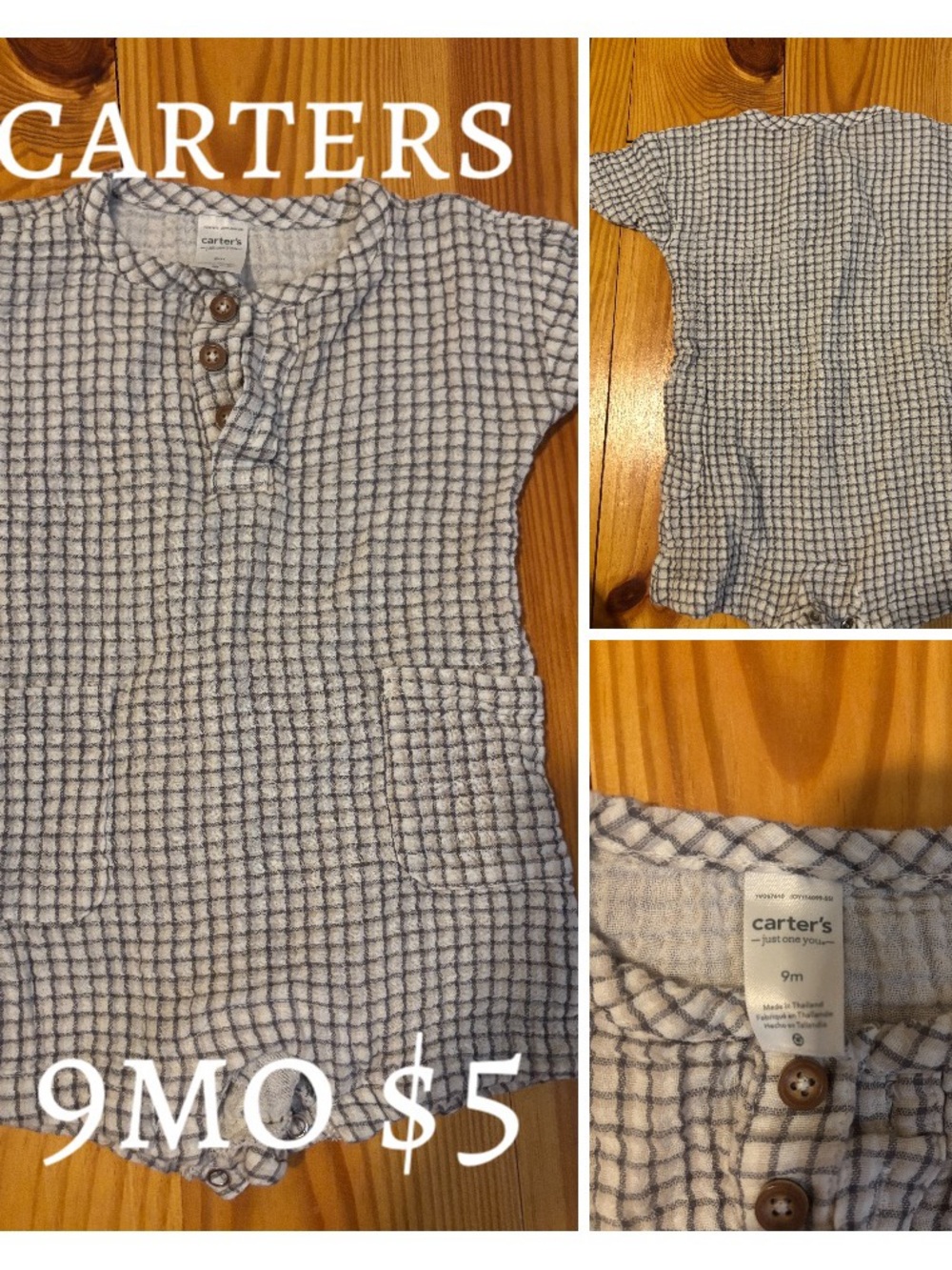 Carter's Gingham Button-Front Romper